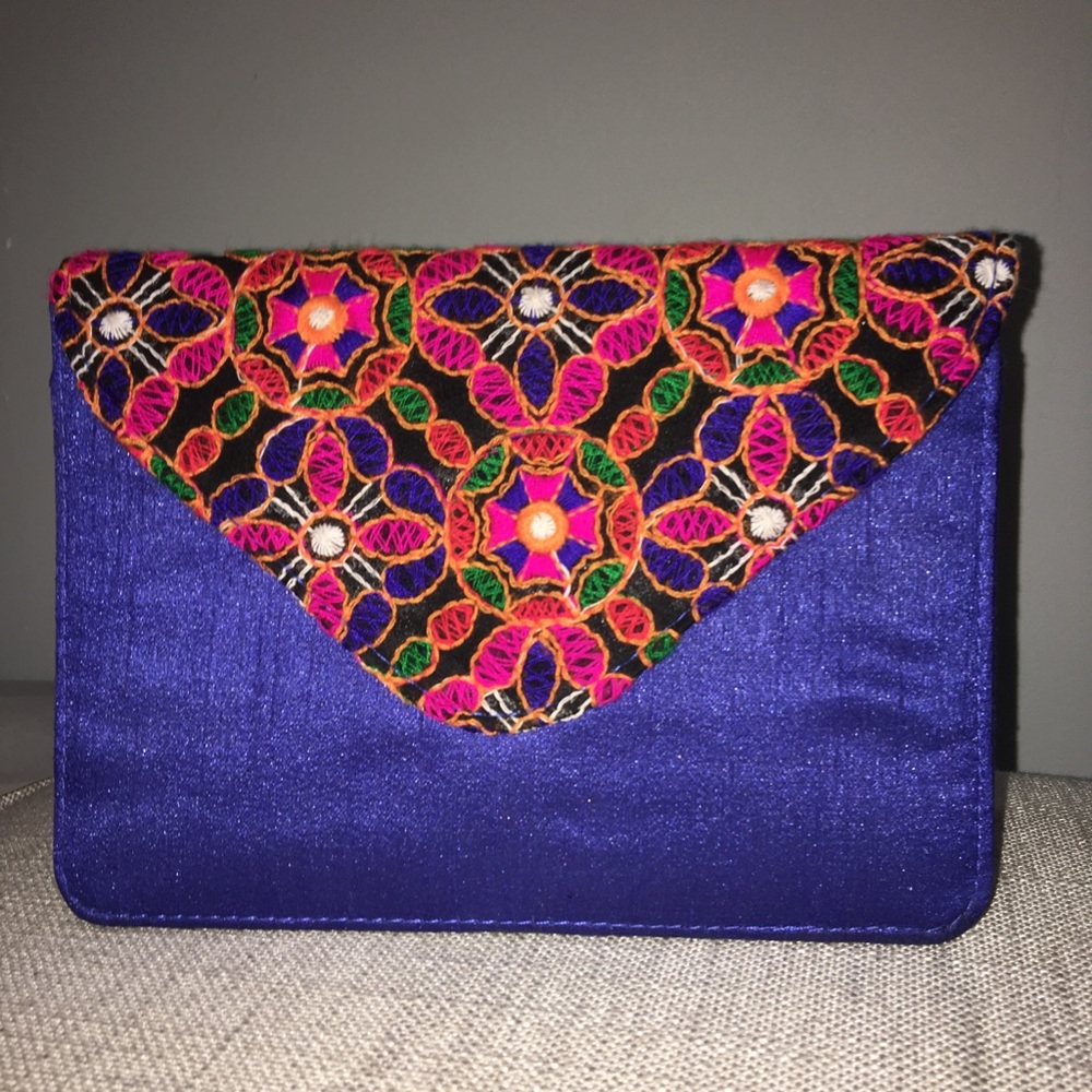 Hand Embroidered Purse with Flower Design